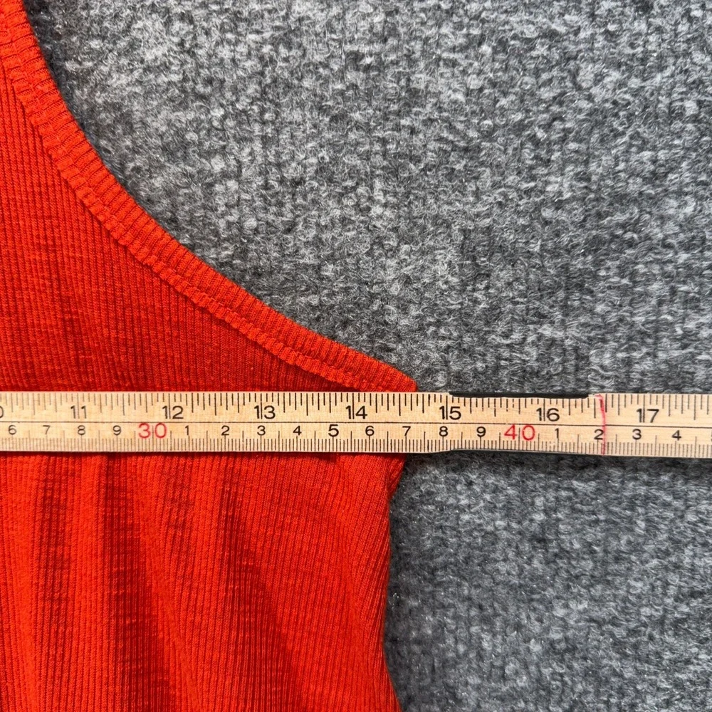 Free People Tank Top Womens Small Orange Ribbed Racerback Muscle Tee Boho Flowy